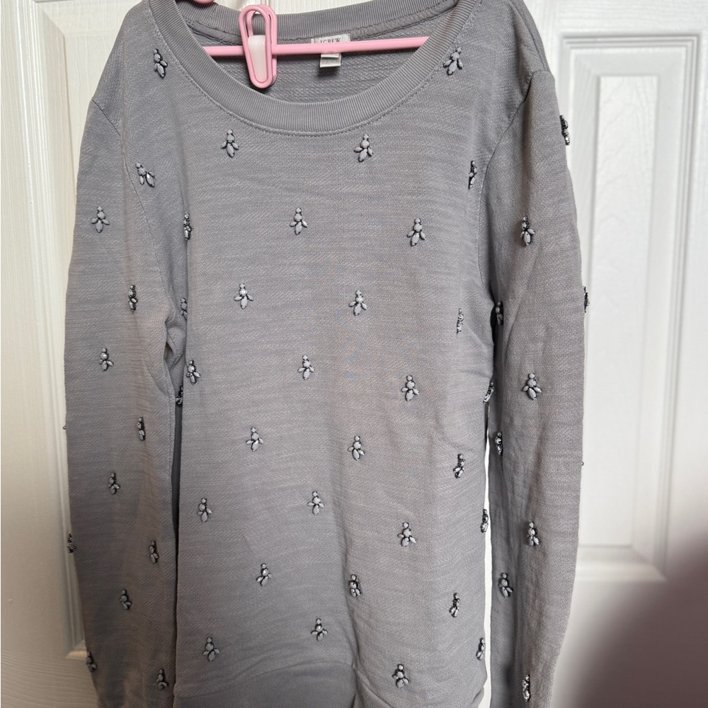 JCREW XS - Gray Sweater with Embroidered Details